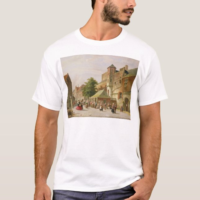 Camiseta Uma cena da rua em Amsterdão (Frente)