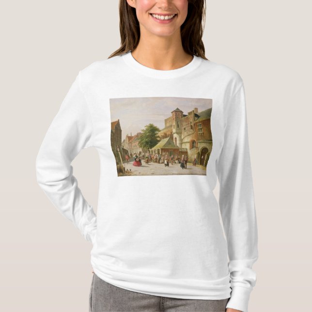 Camiseta Uma cena da rua em Amsterdão (Frente)