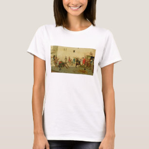 Camiseta Uma cena romana da rua com músicos e um Performi