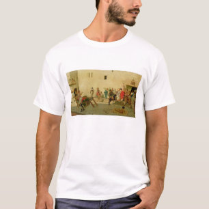 Camiseta Uma cena romana da rua com músicos e um Performi