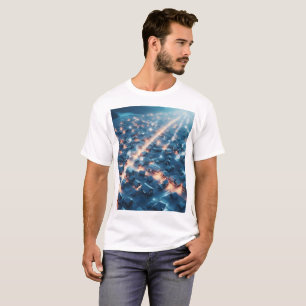 Camiseta uma cidade com carros estacionados na rua à noite