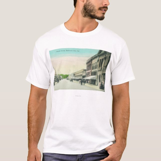 Camiseta Uma cidade de SceneRedwood da rua, CA (Frente)