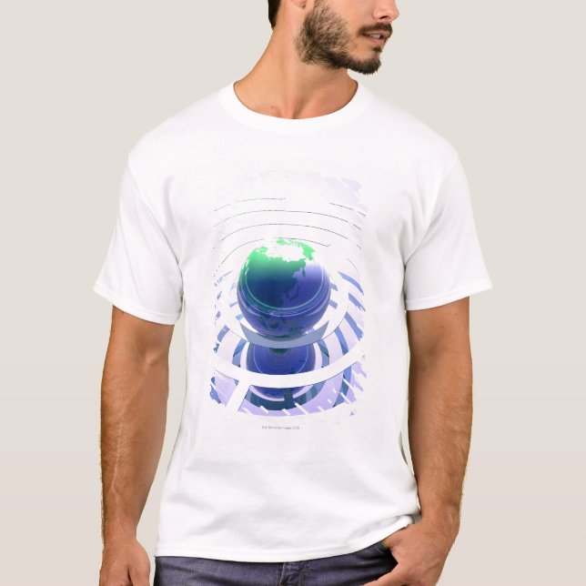 Camiseta Uma comunicação global, computador conceptual (Frente)
