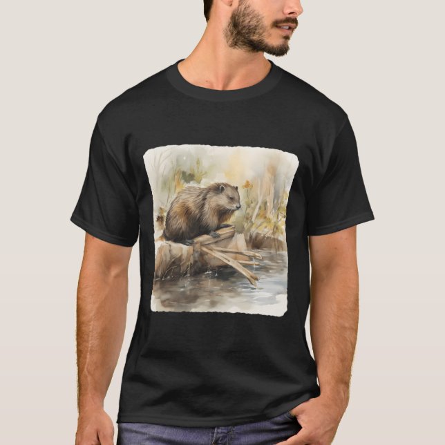Camiseta Uma Construção de Barragem de Castor (Frente)