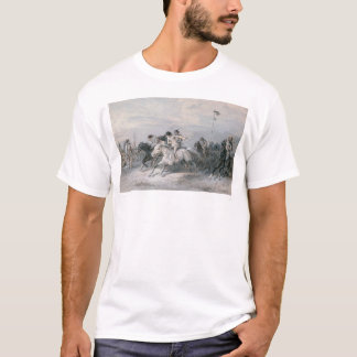 Camiseta Uma corrida de cavalos em um acampamento indiano