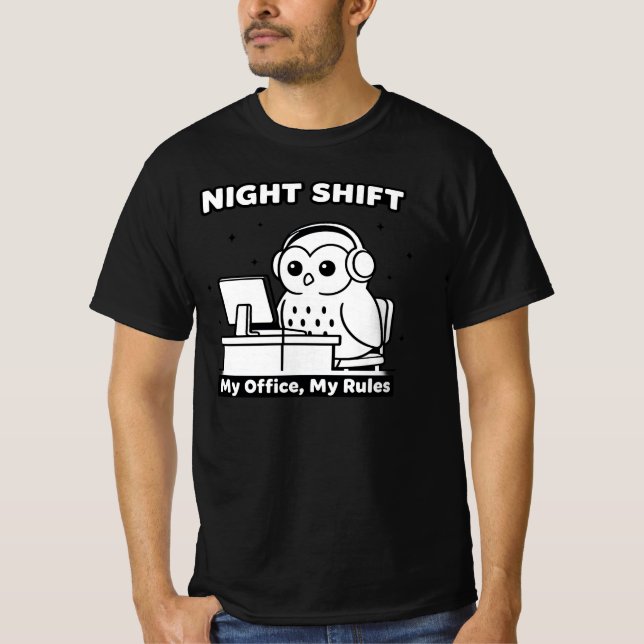 Camiseta Uma coruja fofa, Turno da Noite, adequado para tra (Frente)