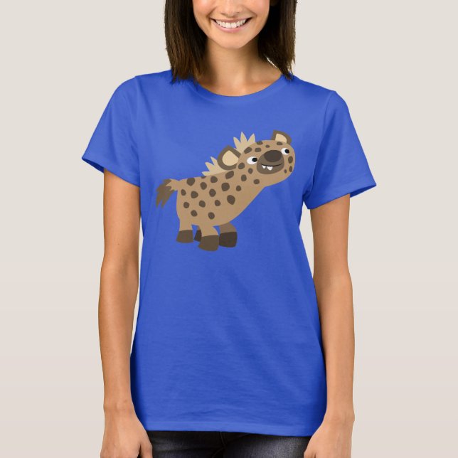 Camiseta Uma curiosa e curiosa caricatura Hyena Women T-Shi (Frente)