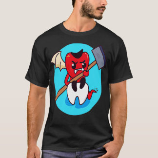 Camiseta Uma Dor de Dente Engraçada Pequena Arte Demônio
