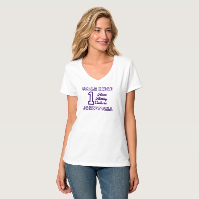 Camiseta Uma Equipe Ladies White V-Neck (Frente Completa)