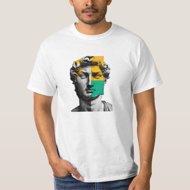 Camiseta Uma escultura 3D moderna "David de Michelangelo" (Frente)