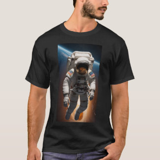 Camiseta Uma espaçonave com a Terra abaixo