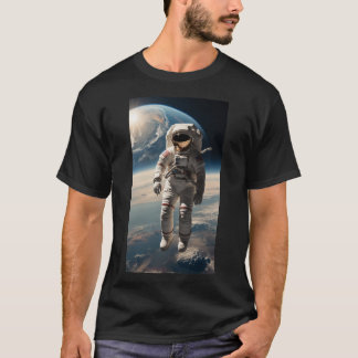 Camiseta Uma espaçonave com a Terra abaixo