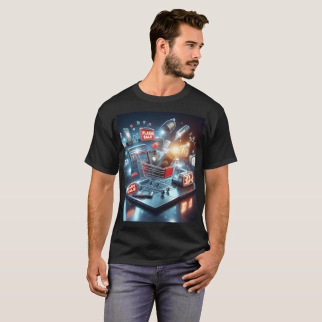 Camiseta uma exibição de laptop com a venda de flash de tem (Frente Completa)