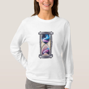 Camiseta Uma face de relógio feita de planetas.