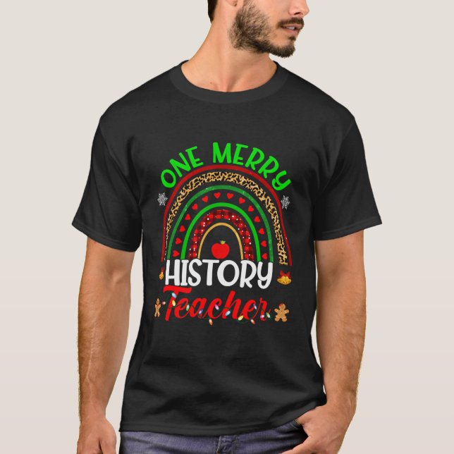 Camiseta Uma Feliz História Professora Natal Rainbow Buffal (Frente)