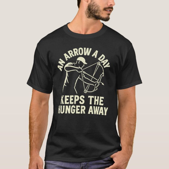 Camiseta Uma Flecha por Dia Afasta a Fome - Arco-pesca (Frente)