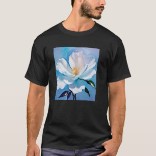 Camiseta Uma Flor de Gardênia Branca no Azul