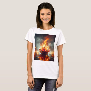Camiseta uma flor de lótus está flutuando na água com