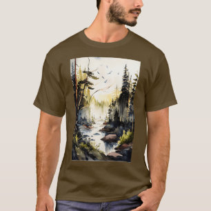 Camiseta Uma Floresta em Queda de Aquarela do outono
