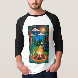 Camiseta Uma fogueira com marshmallow assando sob uma estre