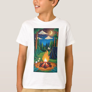 Camiseta Uma fogueira com marshmallow assando sob uma estre