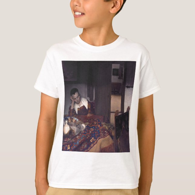Camiseta Uma garota dormindo por Johannes Vermeer (Frente)