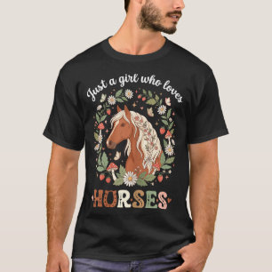 Camiseta Uma garota que ama cavalos fofo equestre floral