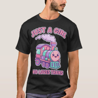 Camiseta Uma Garota Que Ama Trens Kawaii Fofo Chibi