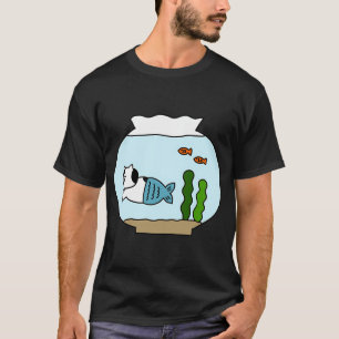 Camiseta uma gata sereia em uma tigela de peixes