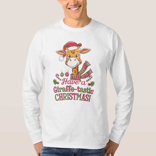Camiseta Uma girafa de natal divertida (Frente)