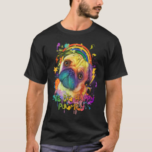 Camiseta Uma Grande Família Pug Feliz Humor Pug Bulldog Hol