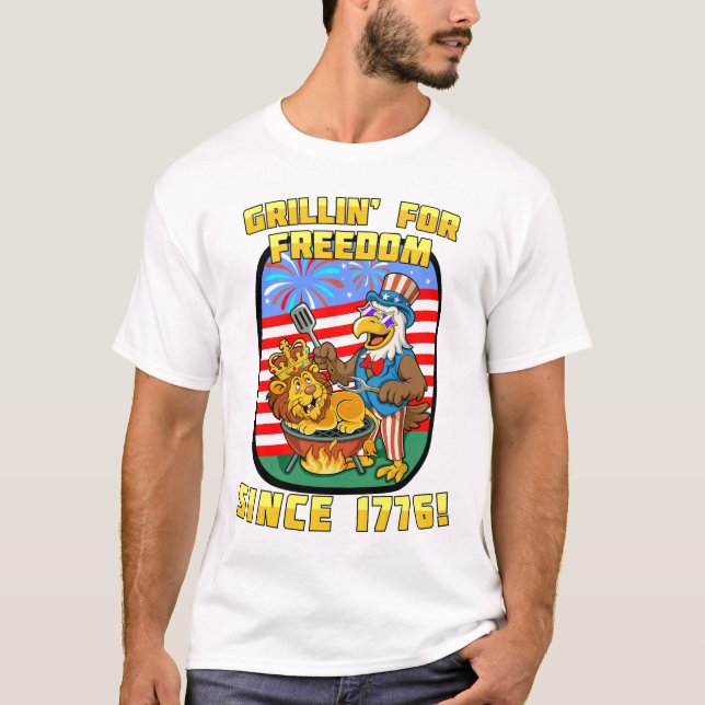 Camiseta Uma grelha em honra da liberdade. 1776 (Frente)