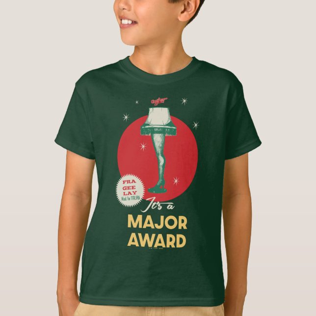 Camiseta Uma história de Natal | Lâmpada da perna Prêmio pr (Frente)