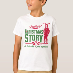 Camiseta Uma história de Natal Parece um Pesadelo Rosa