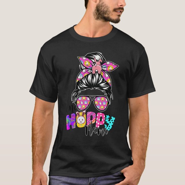 Camiseta Uma Hoppy Mama Mensagem Bun Leopard Felz pascoa Cu (Frente)