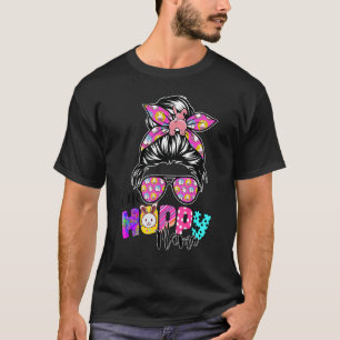 Camiseta Uma Hoppy Mama Mensagem Bun Leopard Felz pascoa Cu