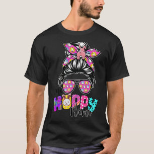 Camiseta Uma Hoppy Mama Mensagem Bun Leopard Felz pascoa Cu