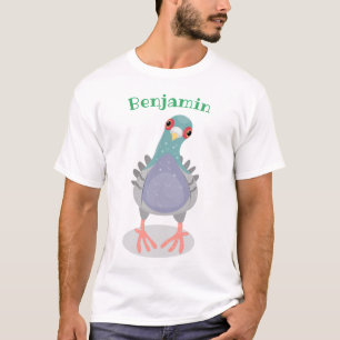 Camiseta Uma ilustração curiosa de desenho animado do pombo