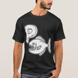 Camiseta Uma ilustração da letra P representando piranha