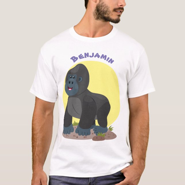 Camiseta Uma ilustração de desenho animado de gorila, um gr (Frente)