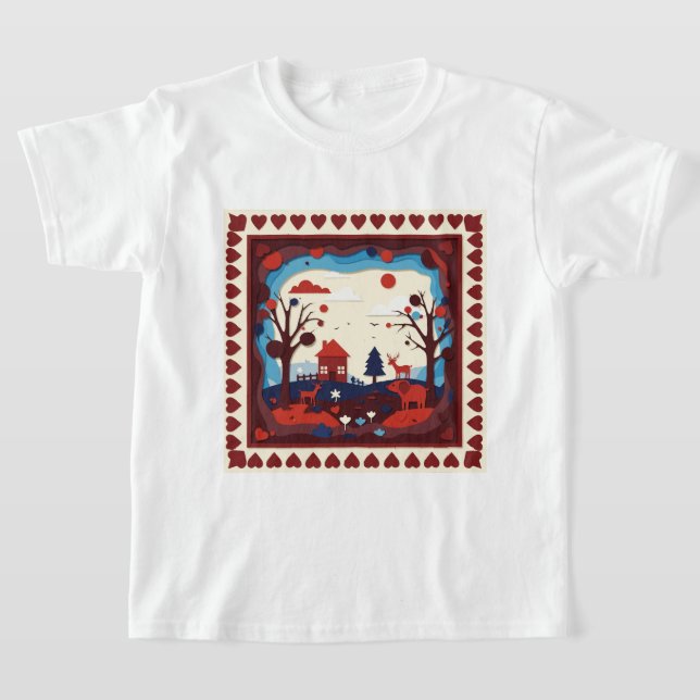 Camiseta Uma ilustração de recorte de papel (Postura )