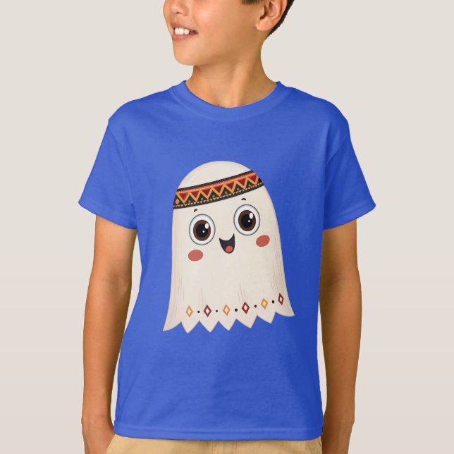 Camiseta Uma ilustração de um fantasma bonito com um sorris (Frente)