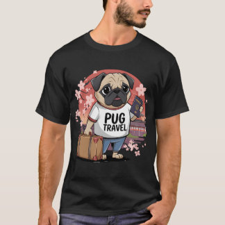 Camiseta Uma ilustração de um pug vestindo um com o texto "