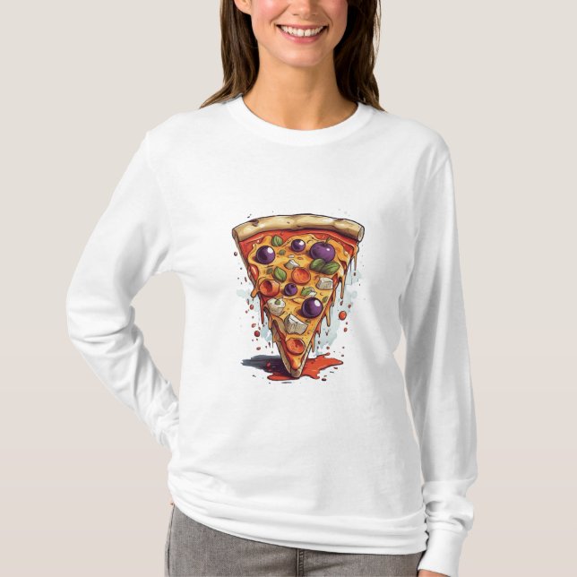 Camiseta Uma ilustração de uma fatia de pizza, t-shirt (Frente)