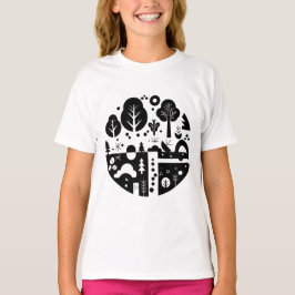 Camiseta Uma ilustração em preto e branco