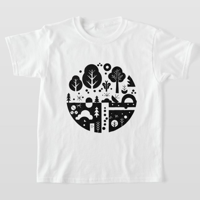 Camiseta Uma ilustração em preto e branco (Postura )