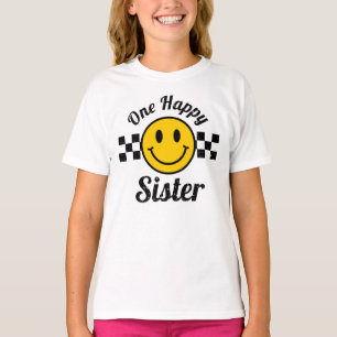 Camiseta Uma Irmã Feliz Sorria Amarela Correspondência de A