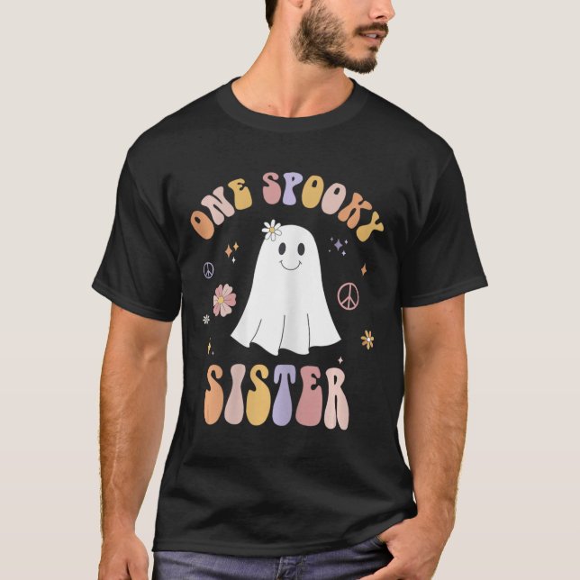 Camiseta Uma Irmã Louca Primeiro Aniversário Retro Hallowee (Frente)