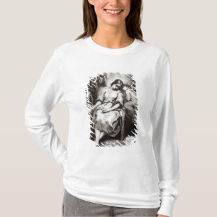 Camiseta Uma jovem mulher que aplana com um anjo