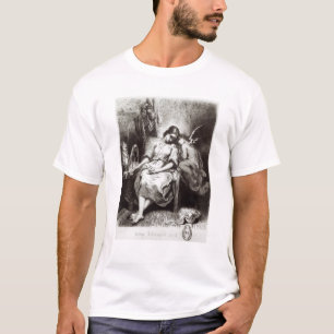 Camiseta Uma jovem mulher que aplana com um anjo